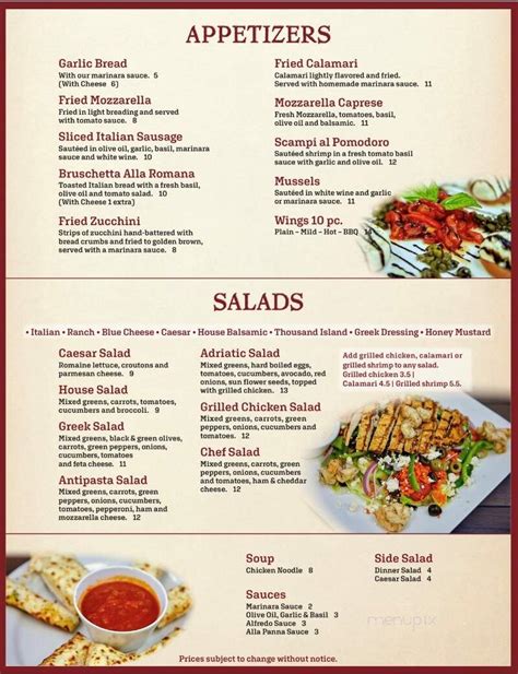 adriatic menu.